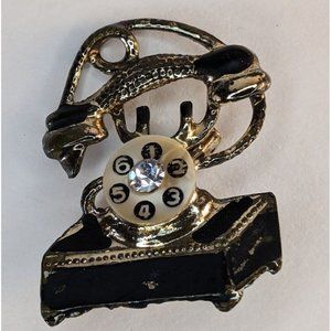 Vintage Old Fashioned Telephone Brooch